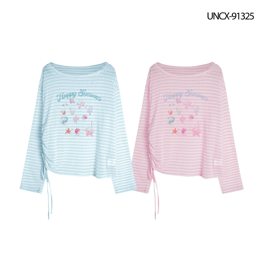 Striped Long Sleeve Round Neck Women's Top