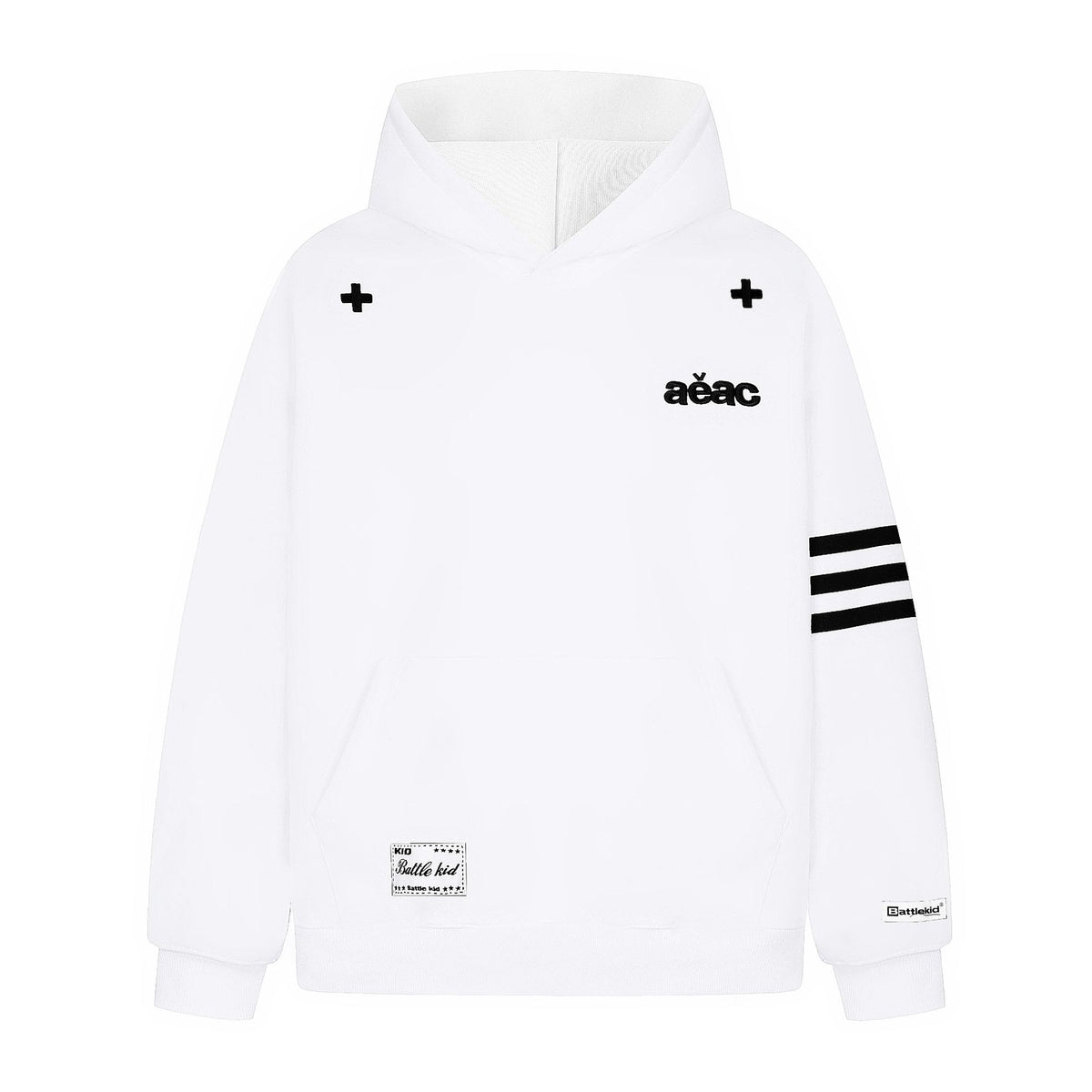 Casual Unisex Long Sleeve Sweatshirt with Striped Sleeves and Letter Embroidery