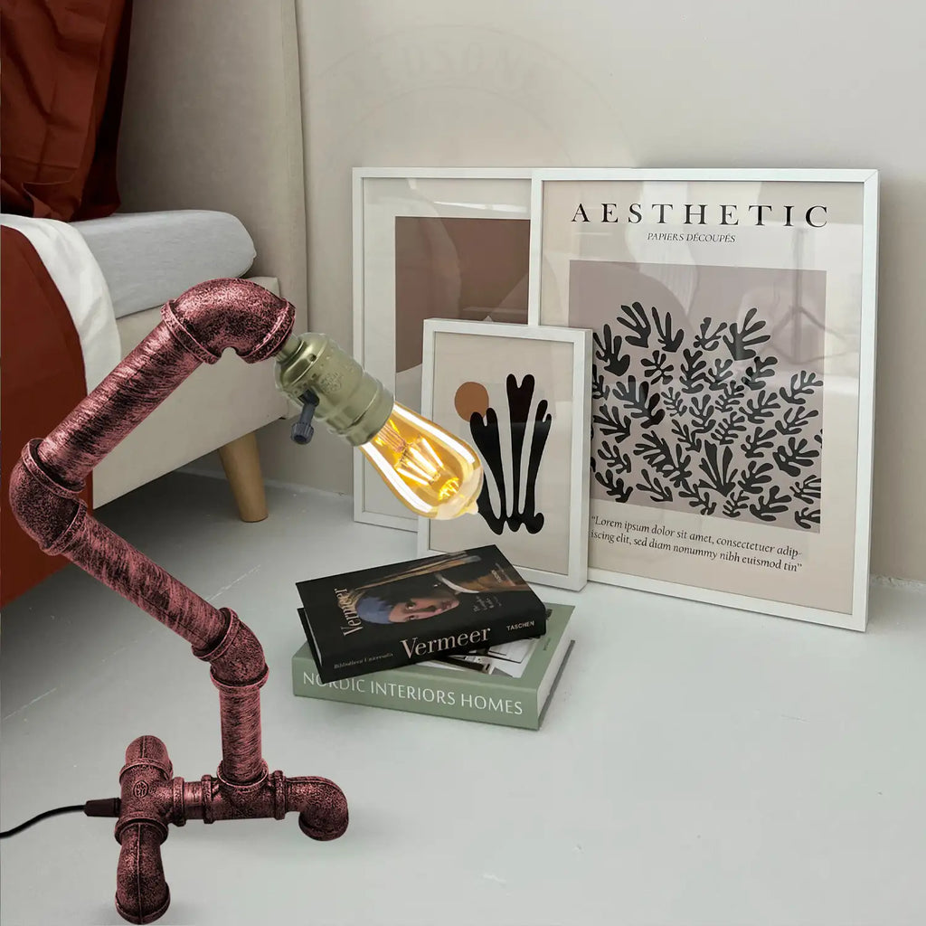 Industrial Pipe Table Lamp with Dual Switch