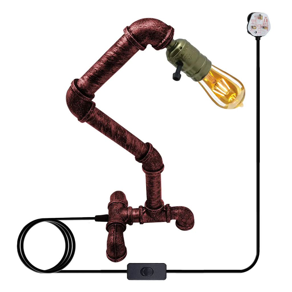 Industrial Pipe Table Lamp with Dual Switch