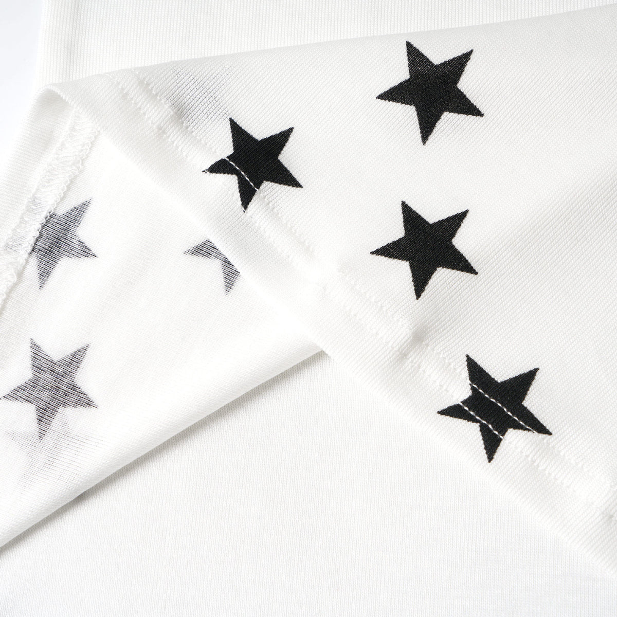 White Star Print Off-Shoulder Long Sleeve Top