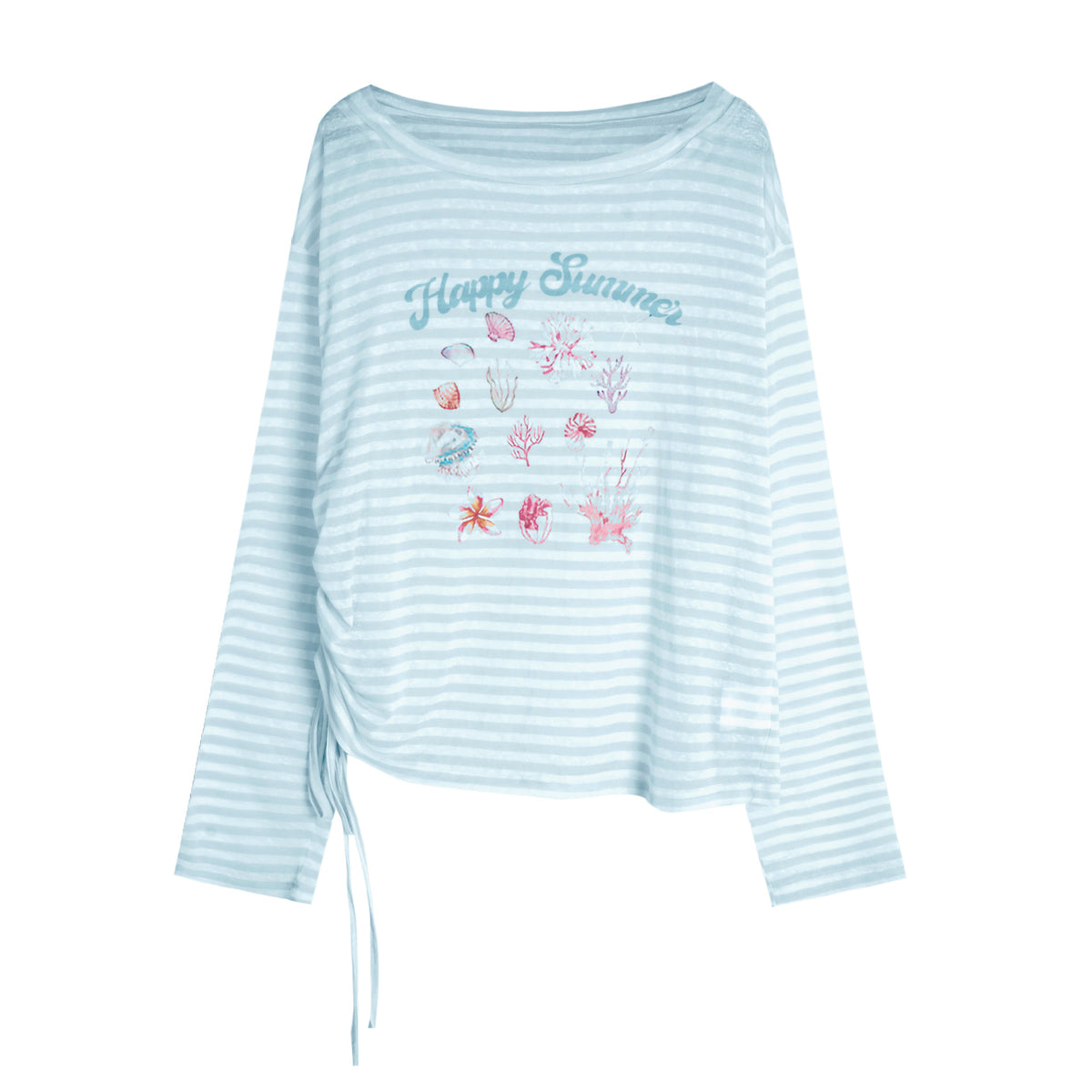 Striped Long Sleeve Round Neck Women's Top