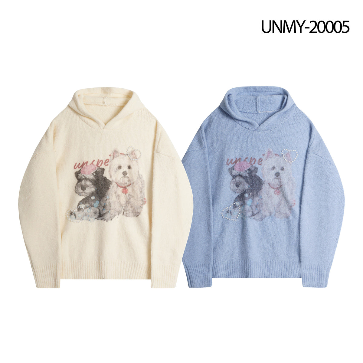 Sweet Faux Mink Cartoon Cat Appliqu Cable Knit Sleeve V-Neck Loose Pullover Sweater