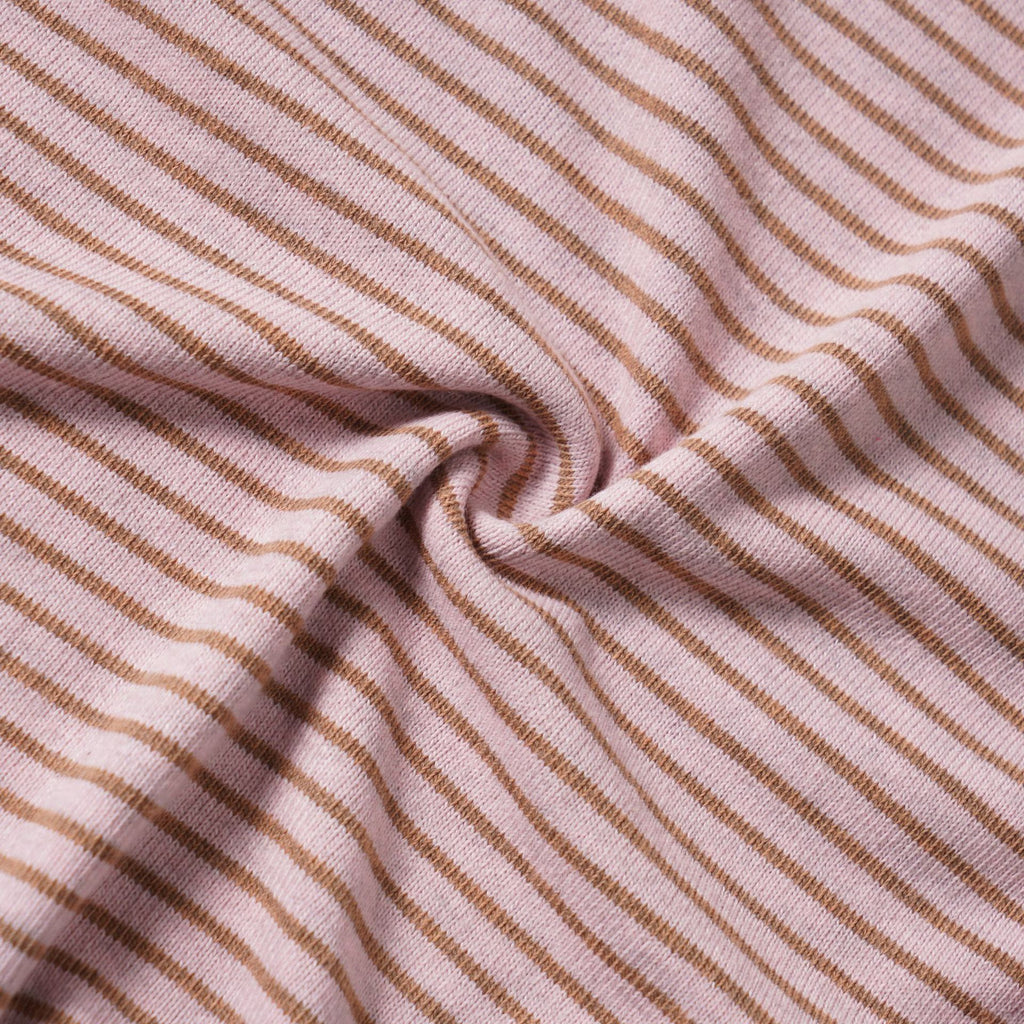 Pink Striped Long Sleeve Crew Neck T-Shirt