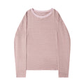Pink Striped Long Sleeve Crew Neck T-Shirt