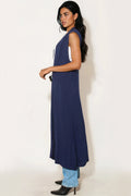 Navy Sleeveless Maxi Cardigan – Aftershock London