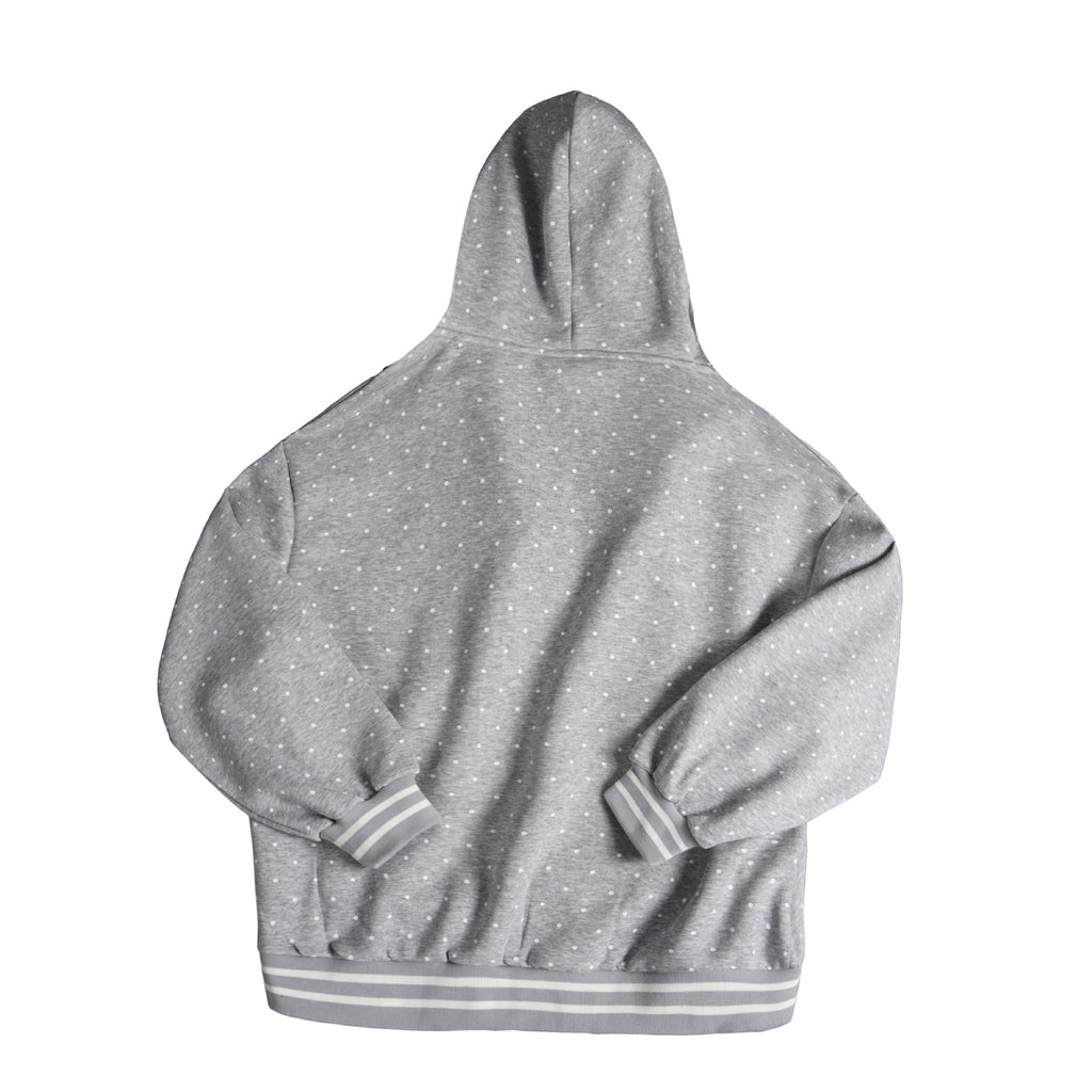 Grey Printed Hooded Zip-Up Jacket