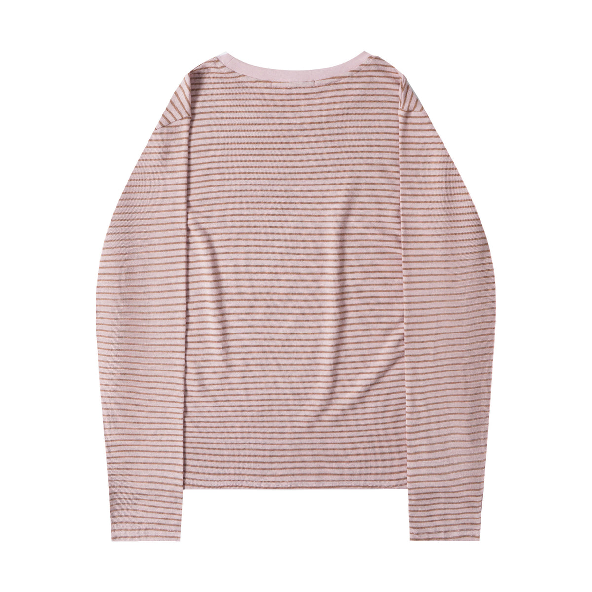 Pink Striped Long Sleeve Crew Neck T-Shirt