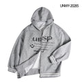 Grey Printed Hooded Zip-Up Jacket